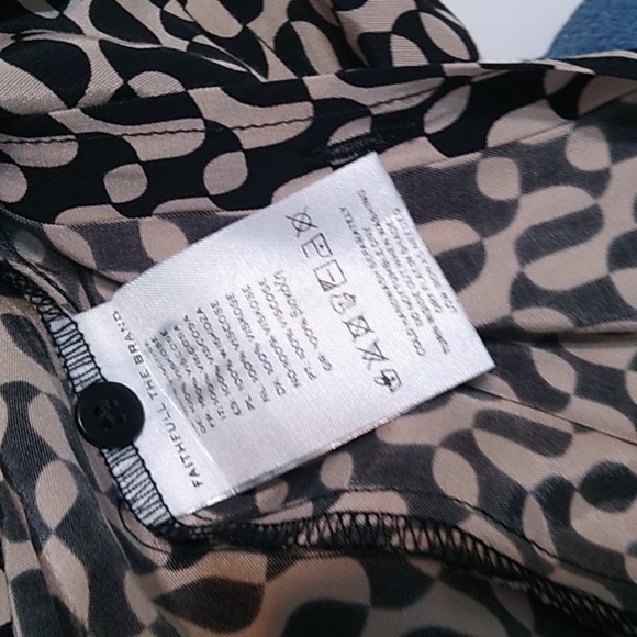 Faithfull the Brand Black and Tan Geometric Dress - Size 2 - Picture 9 of 9